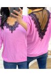 PULLOVER DENTELLE PE18 ROSE