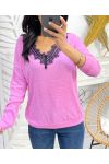 PULLOVER DENTELLE PE18 ROSE