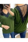 PULLOVER FIN DENTELLE PE18 VERT MILITAIRE