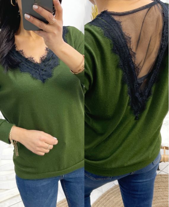 THIN LACE SWEATER SS18 MILITARY GREEN