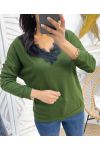 DÜNNER SPITZENPULLOVER SS18 MILITÄRGRÜN