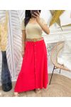 LONG BUTTON SKIRT PE300 RED