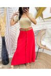 LONG BUTTON SKIRT PE300 RED