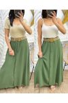 PE300 LONG BUTTON SKIRT MILITARY GREEN