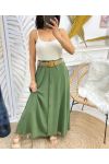 PE300 LONG BUTTON SKIRT MILITARY GREEN