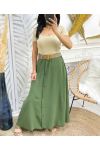 PE300 LONG BUTTON SKIRT MILITARY GREEN