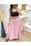 JUPE LONGUE A BOUTONS PE300 ROSE