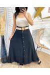 PE300 LONG BUTTON SKIRT BLACK