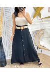 PE300 LONG BUTTON SKIRT BLACK