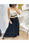 PE300 LONG BUTTON SKIRT BLACK