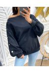 BAUMWOLL-SWEATSHIRT MIT GOLDENEN PE13-KNÖPFEN SCHWARZ