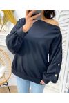 BAUMWOLL-SWEATSHIRT MIT GOLDENEN PE13-KNÖPFEN SCHWARZ