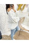 BAUMWOLL-SWEATSHIRT MIT GOLDENEN PE13-KNÖPFEN WEISS
