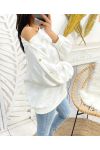 SWEAT-SHIRT COTON A BOUTONS GOLD PE13 BLANC