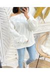 BAUMWOLL-SWEATSHIRT MIT GOLDENEN PE13-KNÖPFEN WEISS