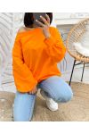 KATOENEN SWEATSHIRT MET GOUDEN KNOPEN SS13 ORANJE