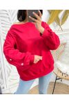 SWEAT-SHIRT COTON A BOUTONS GOLD PE13 ROUGE