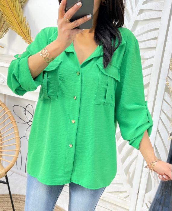 2-POCKET SHIRT PE207 LEMON GREEN