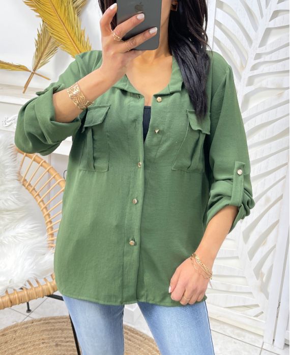 CAMICIA 2 TASCHE PE207 VERDE MILITARE