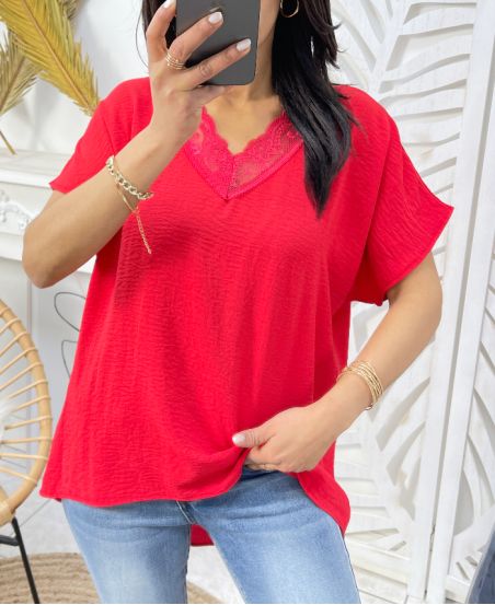 FLUID LACE TOP SS276 RED