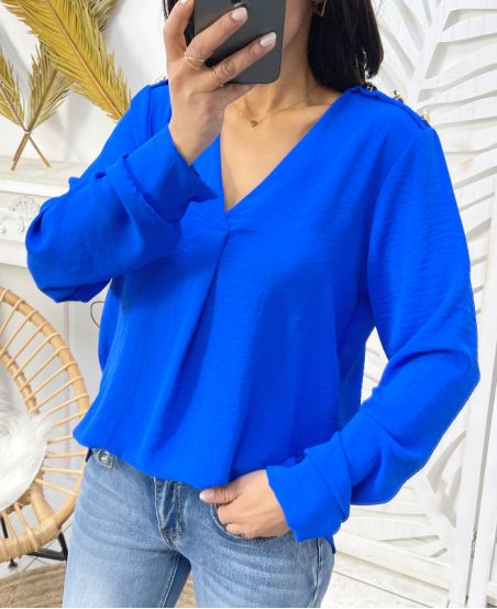 BLUSA CON BOTTONI PE374 BLU ROYAL