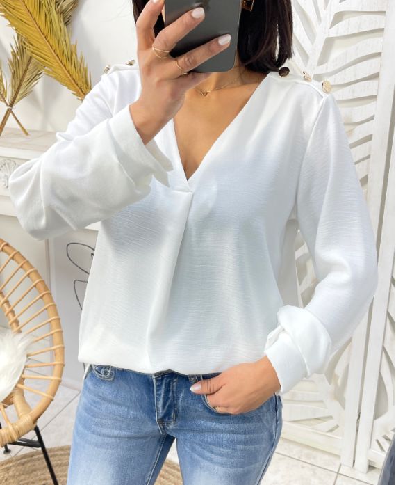 PE374 BLUSA DE BOTONES BLANCA