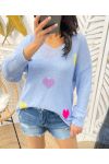 BUNTE HERZEN STRICKPULLOVER PE451 HIMMELBLAU