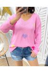 COLORFUL HEARTS KNIT SWEATER PE451 PINK