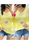 BUNTE HERZEN STRICKPULLOVER SS451 GELB