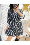 PRINTED TUNIC DRESS PE477 BLACK