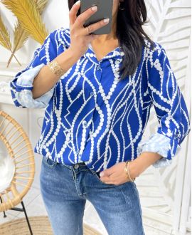 CAMICIA BLU PE25 STAMPATA