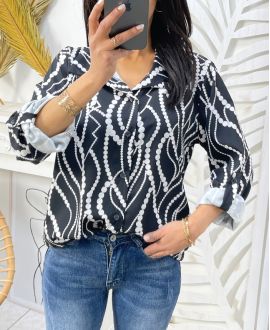 CAMICIA STAMPATA SS25 NERA