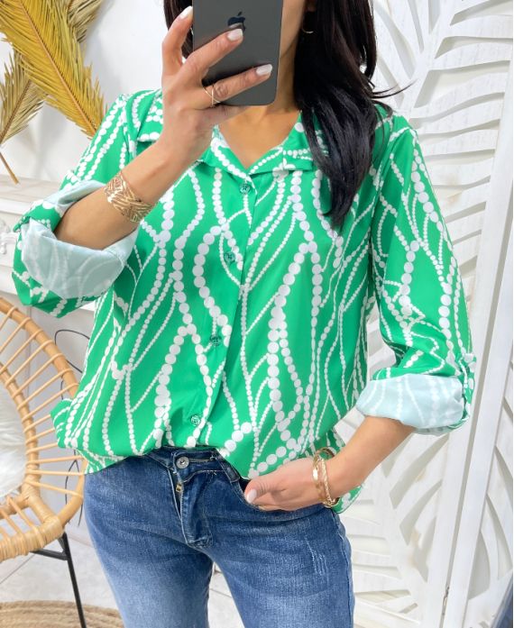 CAMICIA STAMPATA SS25 VERDE