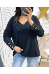 PULL COL V MANCHES BOUTONS PE379 NOIR