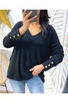 PULL COL V MANCHES BOUTONS PE379 NOIR