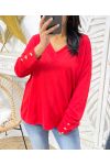 MAGLIA MORBIDA CON SCOLLO A V BOTTONI PE379 ROSSO