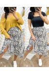 FLOWER DRAPED SKIRT PE285 BLACK