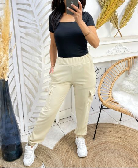 PANTALON JOGG CARGO PE331 BEIGE