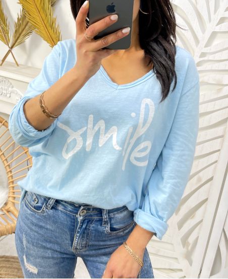 SMILE TS483 T-SHIRT SKY BLUE