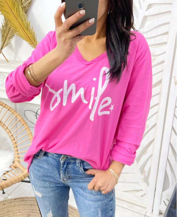 CAMISETA SMILE PE483 FUSHIA