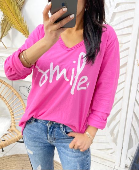 CAMISETA SMILE PE483 FUSHIA