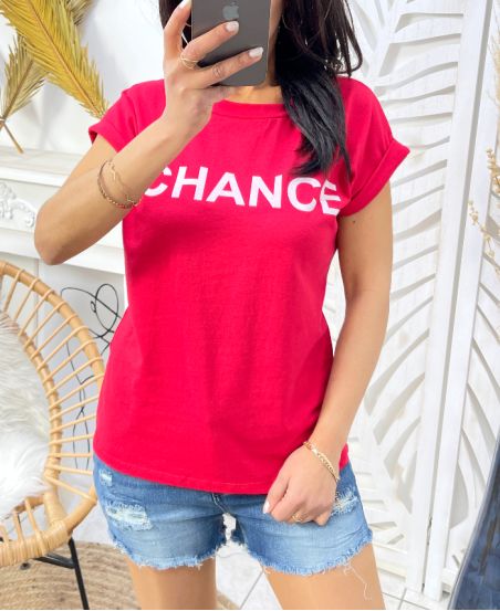 T-SHIRT CHANCE PE243 ROUGE