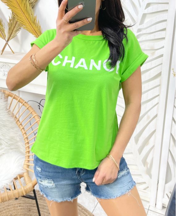 T-SHIRT CHANCE PE243 VERT LEMON