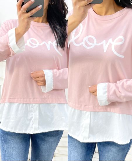 BLUZA SWETERKOWA LOVE PE01 RÓŻOWA