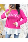 SWETER KOSZULOWY LOVE PE01 FUKSJA