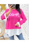 SWETER KOSZULOWY LOVE PE01 FUKSJA