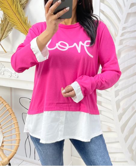 SWETER KOSZULOWY LOVE PE01 FUKSJA