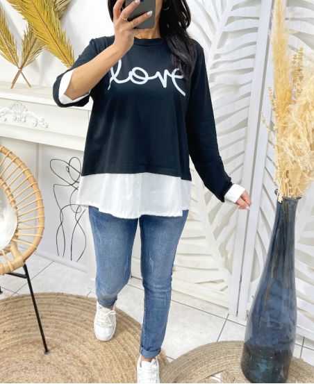 PULLOVER SHIRT LOVE PE01 SCHWARZ