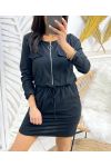 2-POCKET ZIPPED DRESS PE488 BLACK