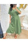 MILITARY GREEN PE304 BUTTON DRESS